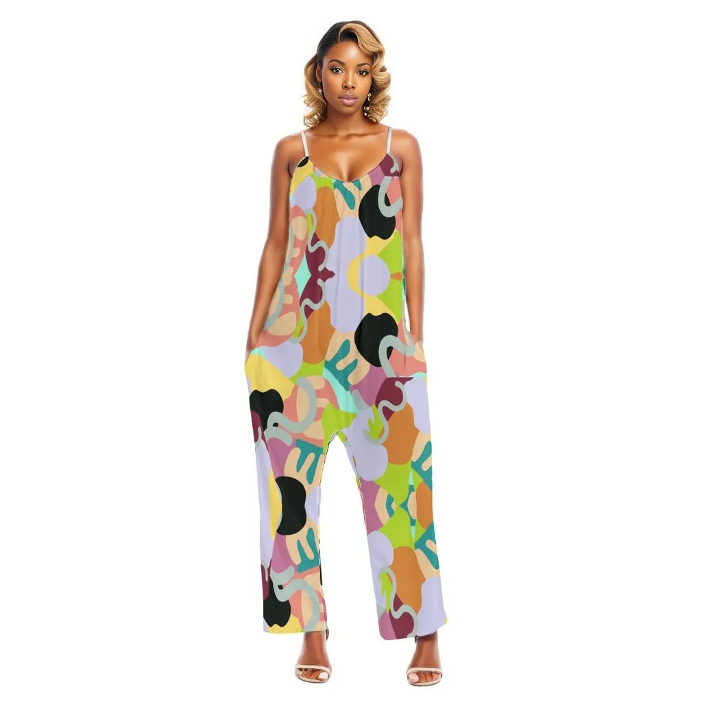 Abstract Wild Women's Loose Cami Jumpsuit