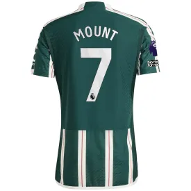 adidas Manchester United Authentic Mason Mount Away Jersey w/ EPL   No Room For Racism Patches 23/24 (Green Night/Core White/Active Maroon)