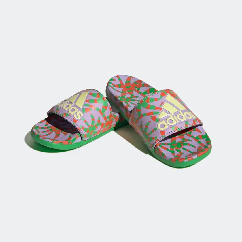 Adidas Women's Adilette Comfort Slides - Purple Glow / Pearl Citrine / Semi Flash Green