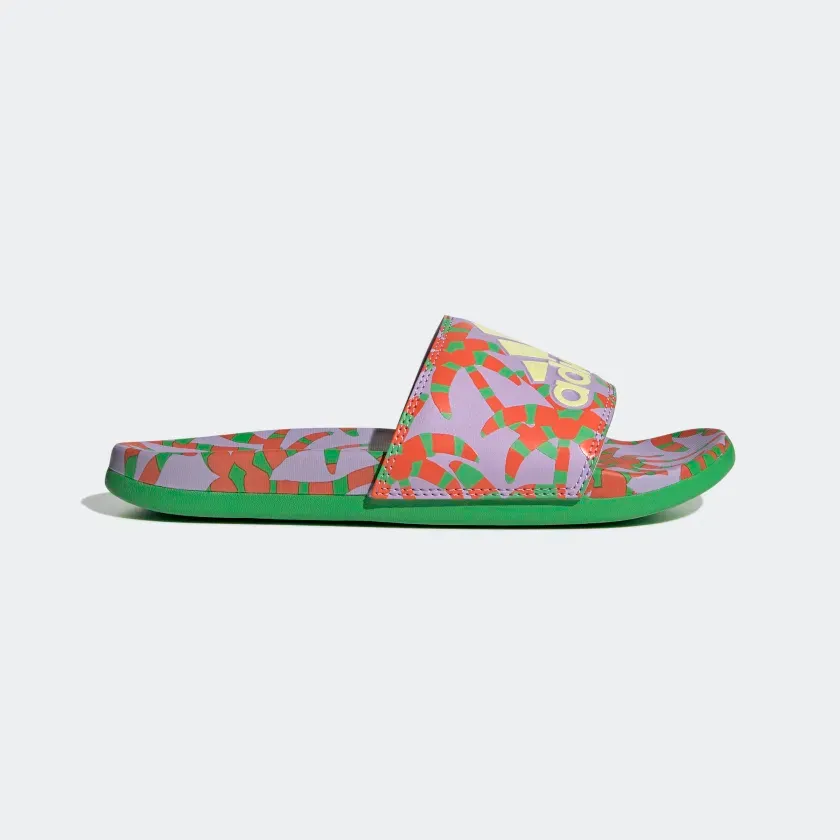 Adidas Women's Adilette Comfort Slides - Purple Glow / Pearl Citrine / Semi Flash Green