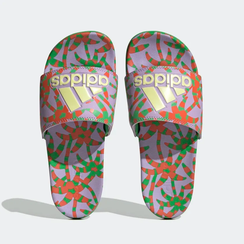 Adidas Women's Adilette Comfort Slides - Purple Glow / Pearl Citrine / Semi Flash Green