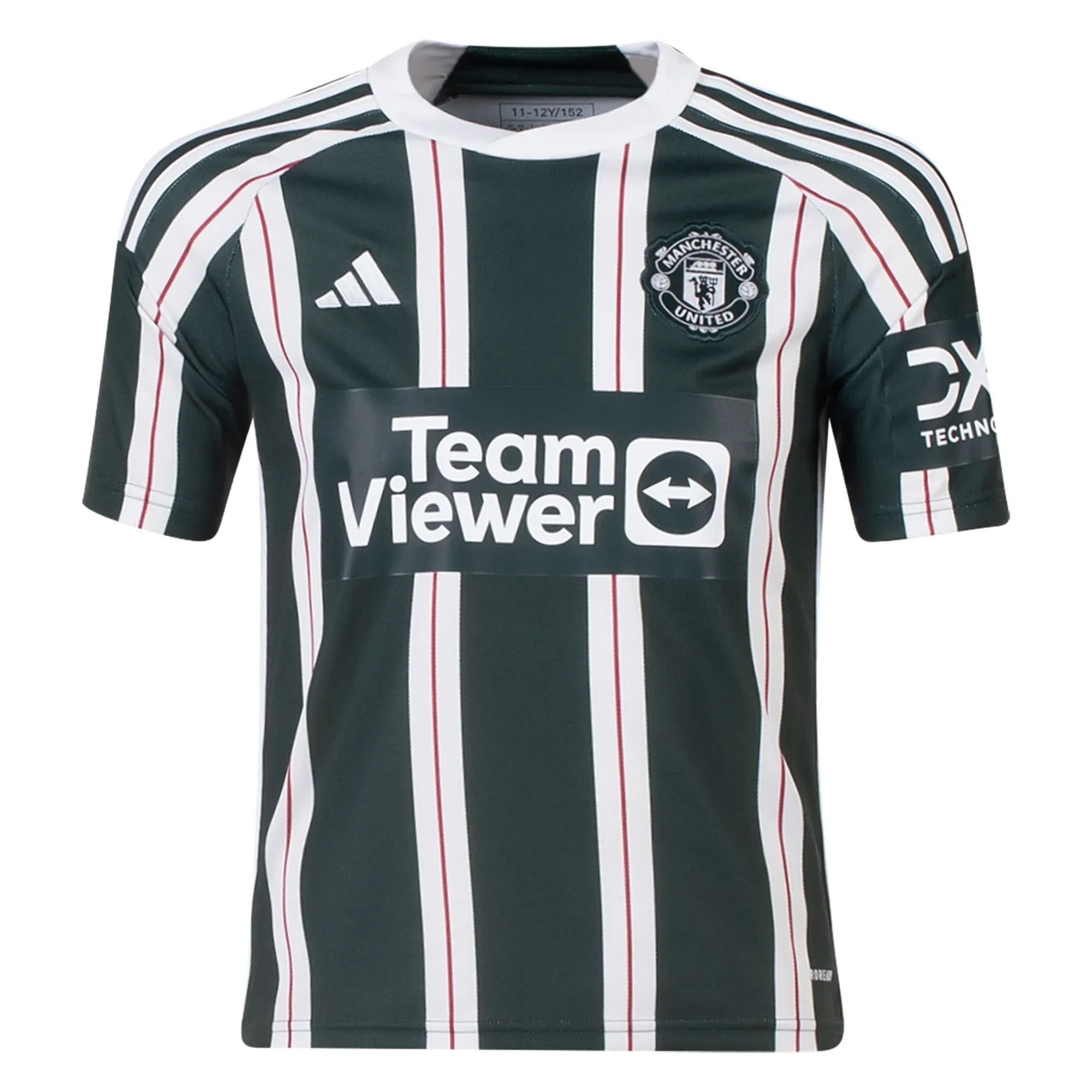 adidas Youth Manchester United Mason Mount Away Jersey 23/24 (Green Night/Core White/Active Maroon)