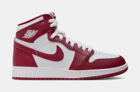 Air Jordan 1 Retro High OG Artisanal Red Grade School Lifestyle Shoes (White/Team Red)