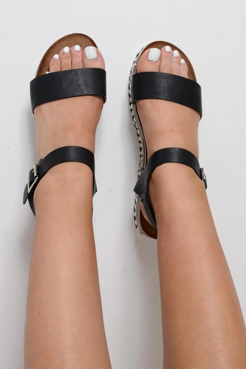 Black Aztec Studded Platform Sandals - Laylarose