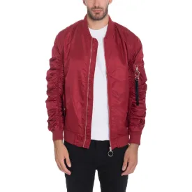 Burgundy Flight Lined Bomber Jacket