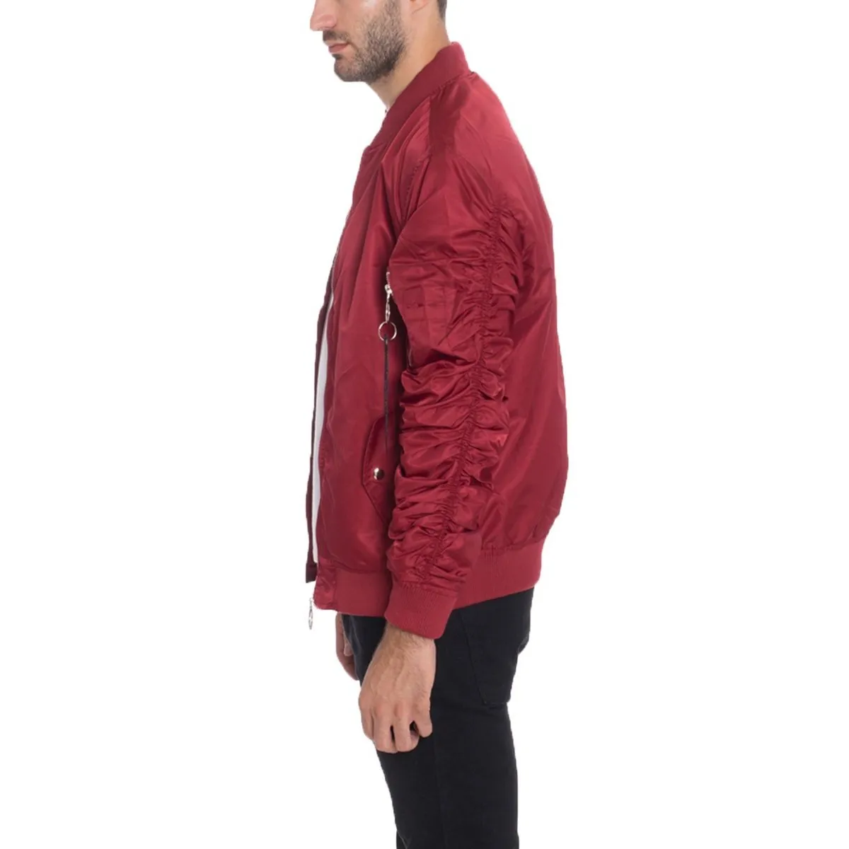 Burgundy Flight Lined Bomber Jacket