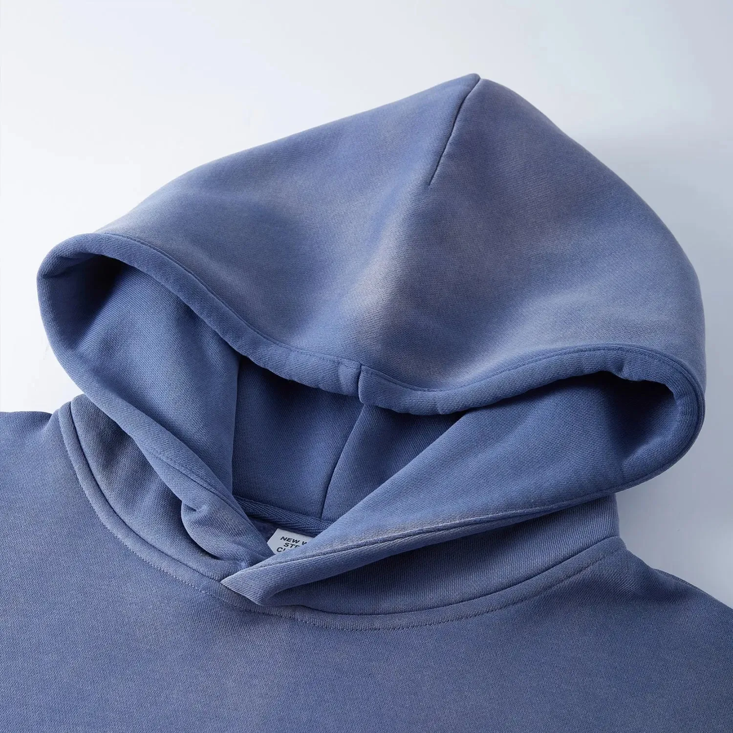 ClassA1 (Denim Blue)Streetwear Unisex Monkey Washed Dyed Fleece Hoodie