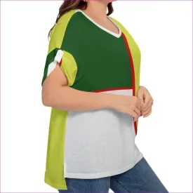 Color Block Astute Womens Drop-shoulder T-shirt With Sleeve Loops Voluptuous ( ) Plus Size