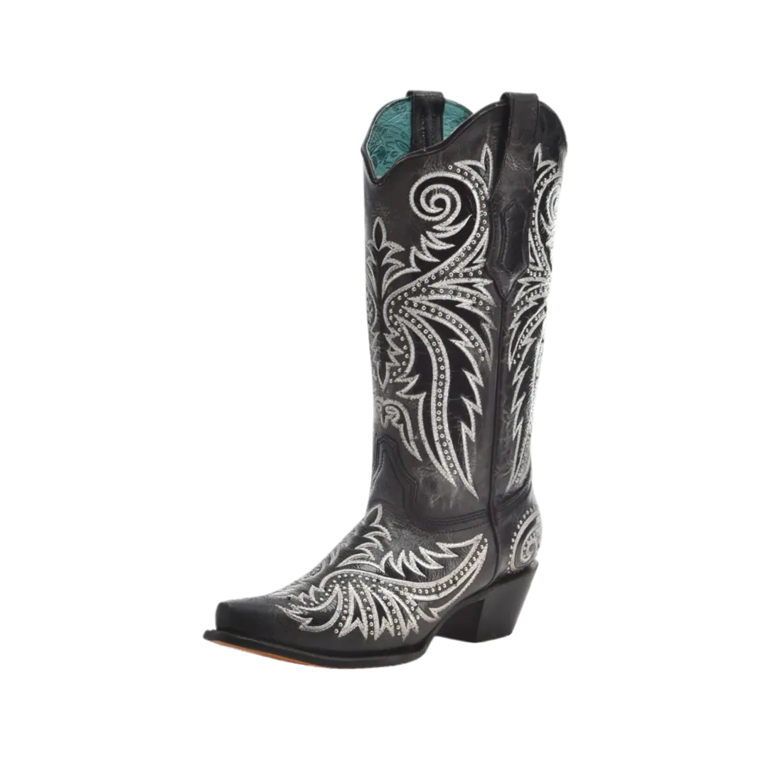 Corral Ladies Embroidered & Studded Black Western Boots