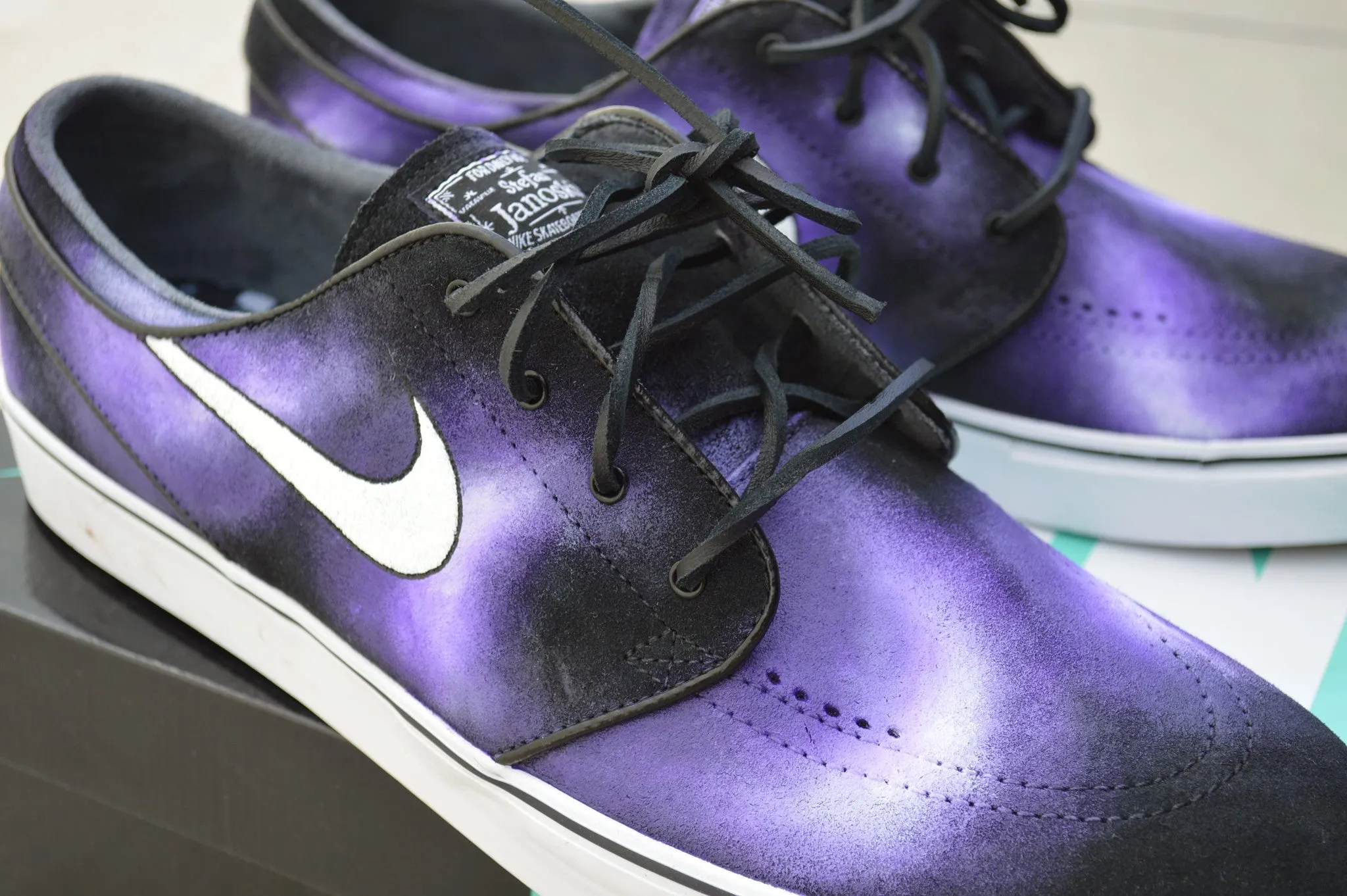 Custom Hand Painted Purple Smoke Nike SB Stefan Janoski Skate Shoes