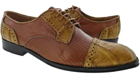 Dolce Pelle - Men's Cognac Genuine Lizard & Honey Crocodile Dress Shoes