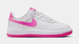 Force 1 Low EasyOn Preschool Lifestyle Shoes (White/Laser Fuchsia)