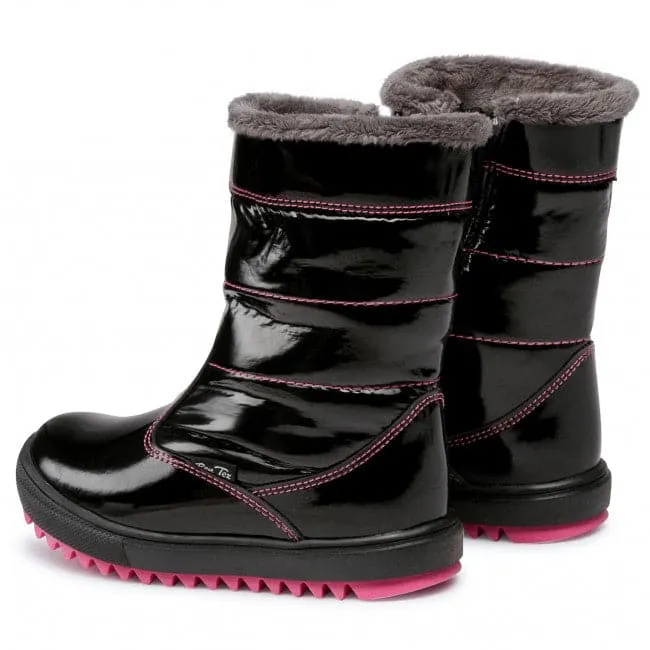 Girls Winter Black Lacquered High Boot