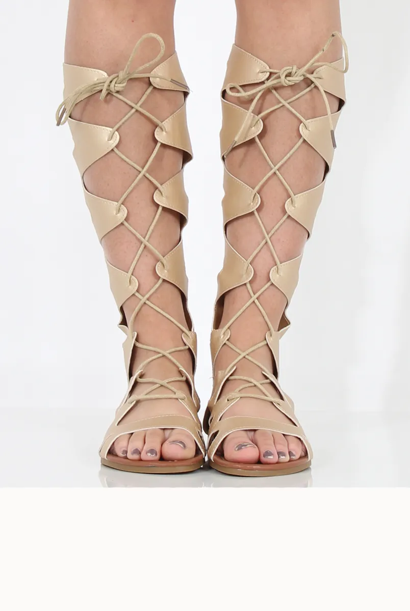 Gold Gladiator Tie Up Sandals - Fergie