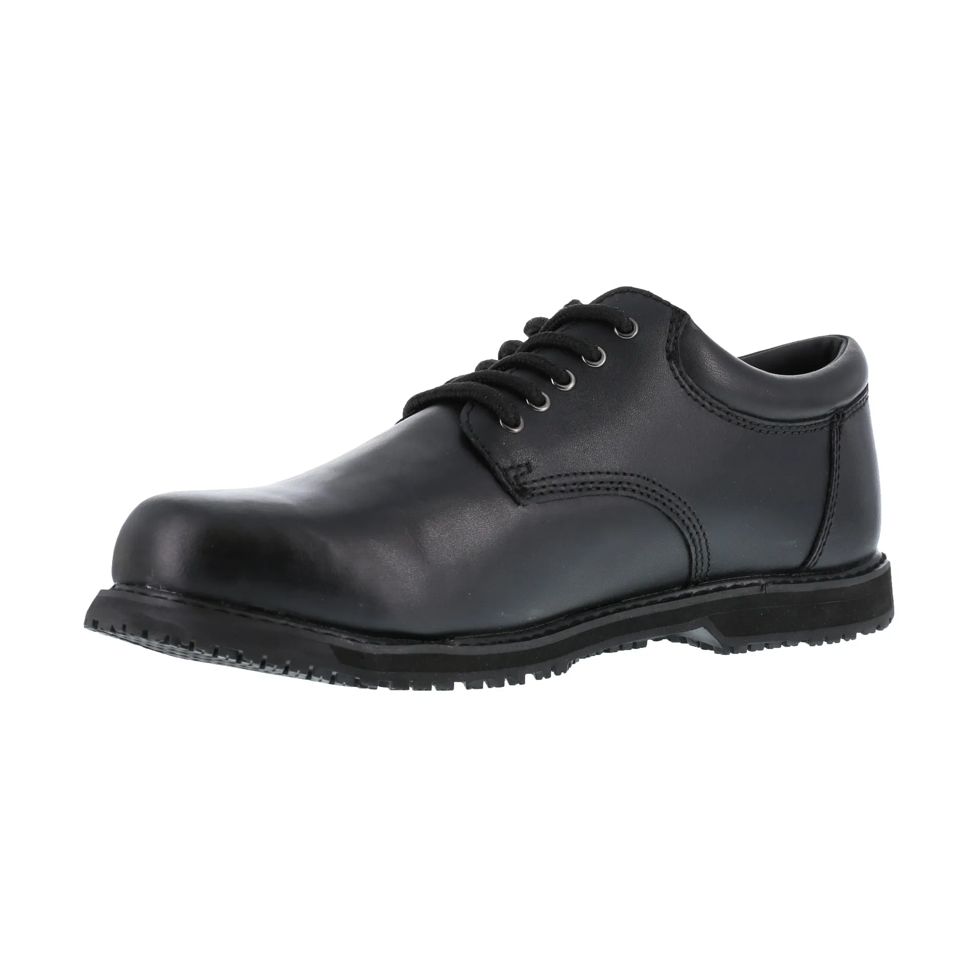 Grabbers Mens Black Leather SR Casual Oxford Friction Soft Toe