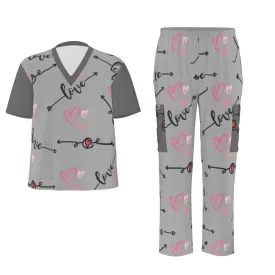 Grey Love in Motion Unisex Scrub Set|Birdseye