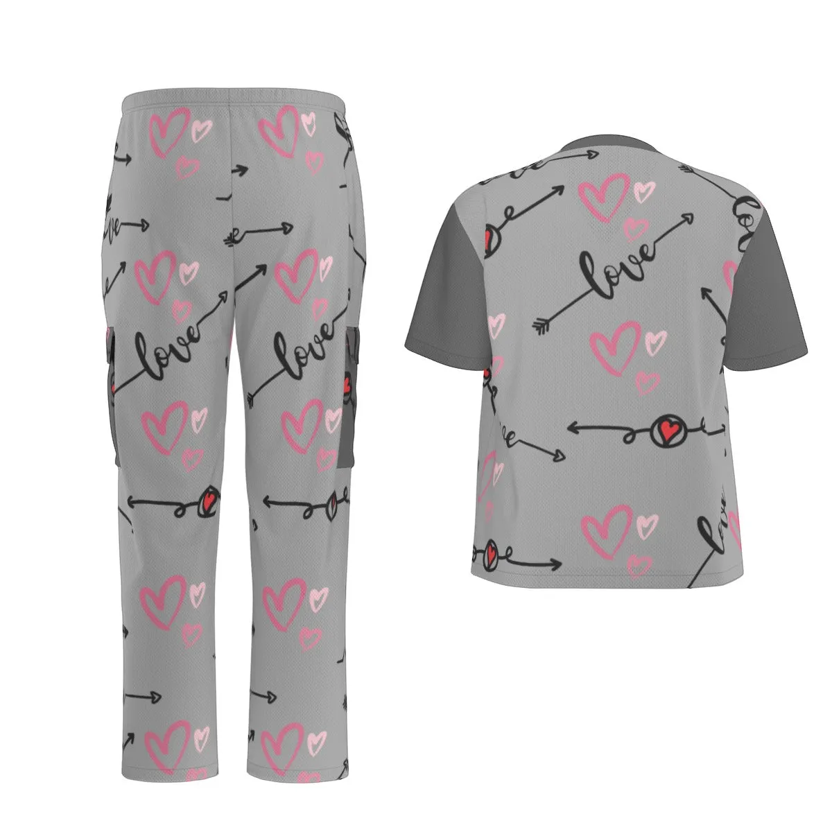 Grey Love in Motion Unisex Scrub Set|Birdseye