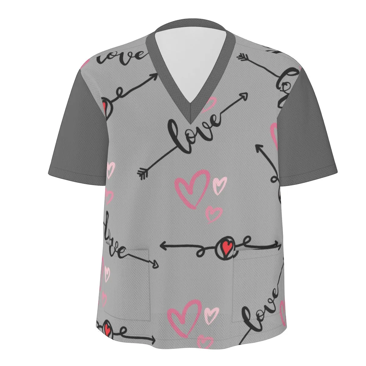 Grey Love in Motion Unisex Scrub Set|Birdseye