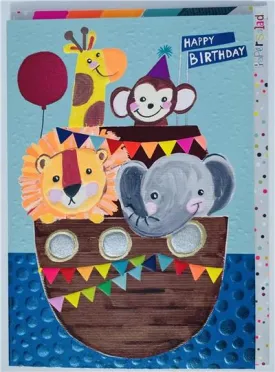 HL1939 Birthday Card Animal Boat