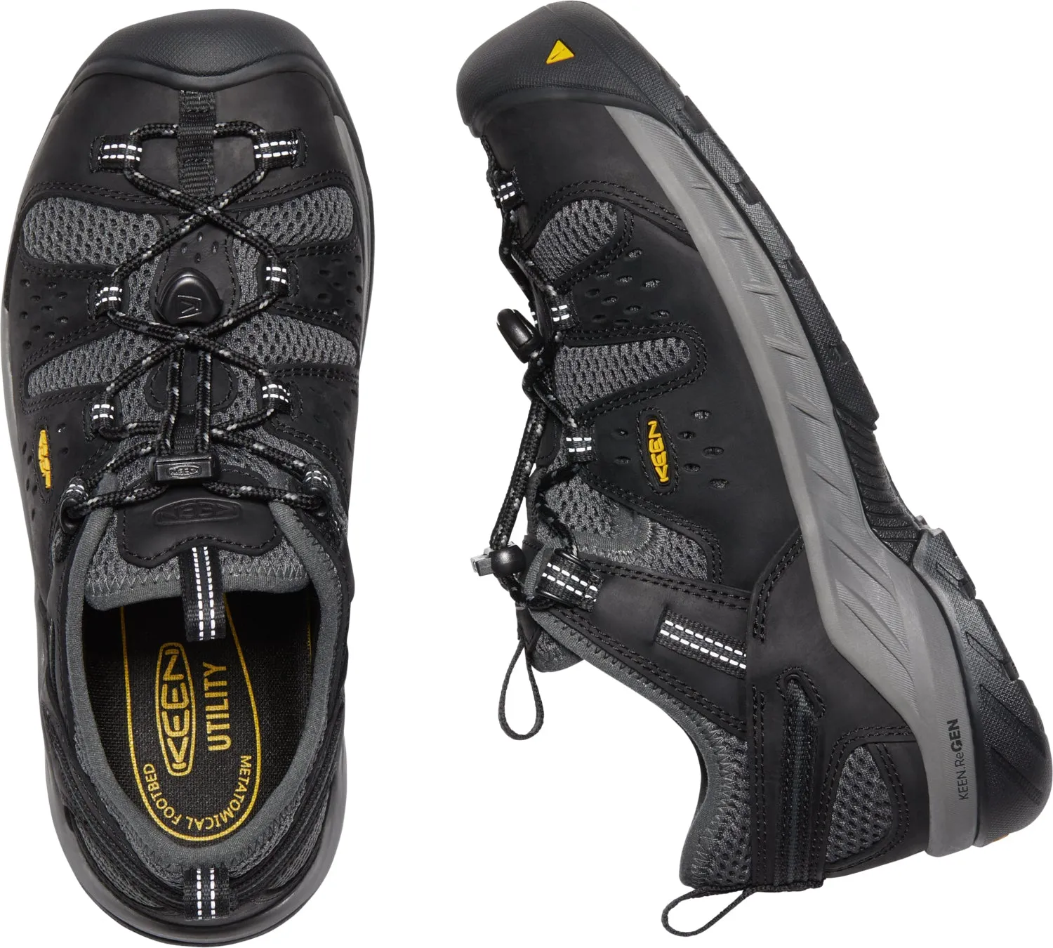 Keen Utility Mens Atlanta Cool II Black/Dark Shadow Leather Work Shoes