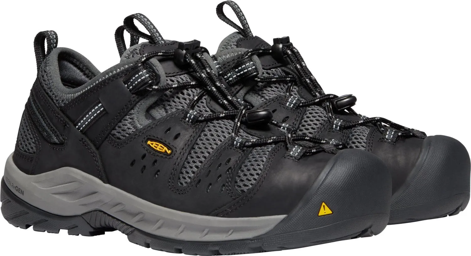 Keen Utility Mens Atlanta Cool II Black/Dark Shadow Leather Work Shoes