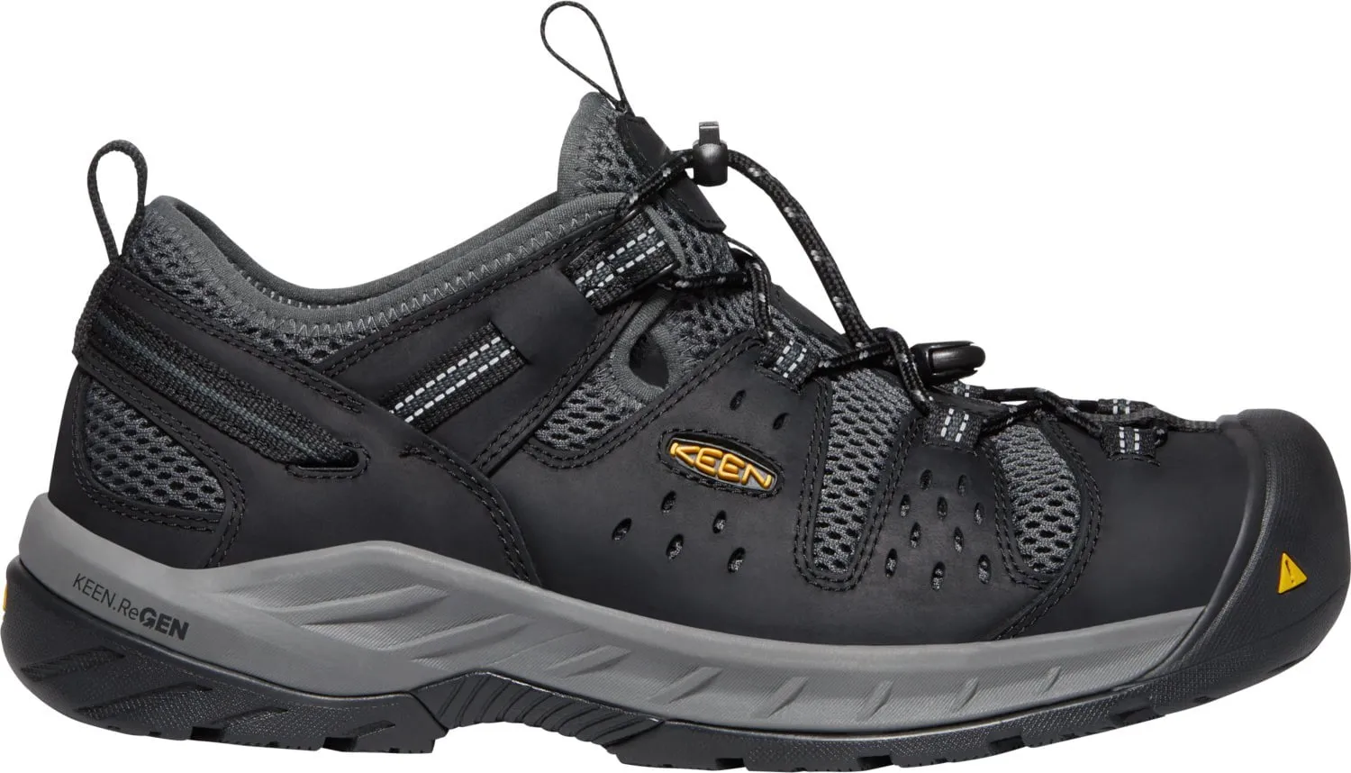 Keen Utility Mens Atlanta Cool II Black/Dark Shadow Leather Work Shoes