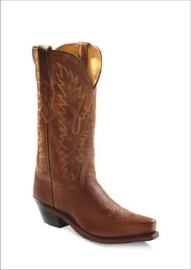 Old West Tan Canyon Womens All Leather 12in Snip Toe Cowboy Western Boots 7 B