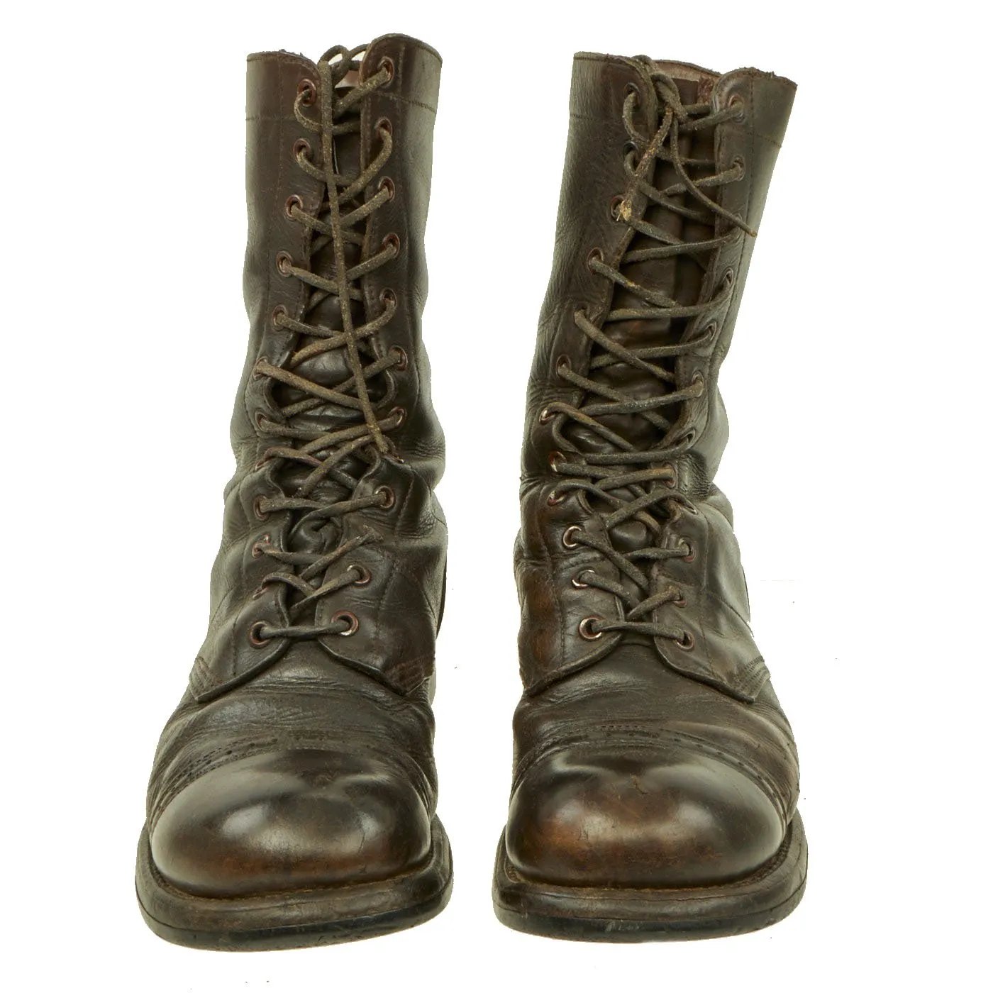 Original U.S. WWII Airborne Paratrooper Brown Leather Corcoran Jump Boots in Size 10 1/2