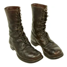 Original U.S. WWII Airborne Paratrooper Brown Leather Corcoran Jump Boots in Size 10 1/2