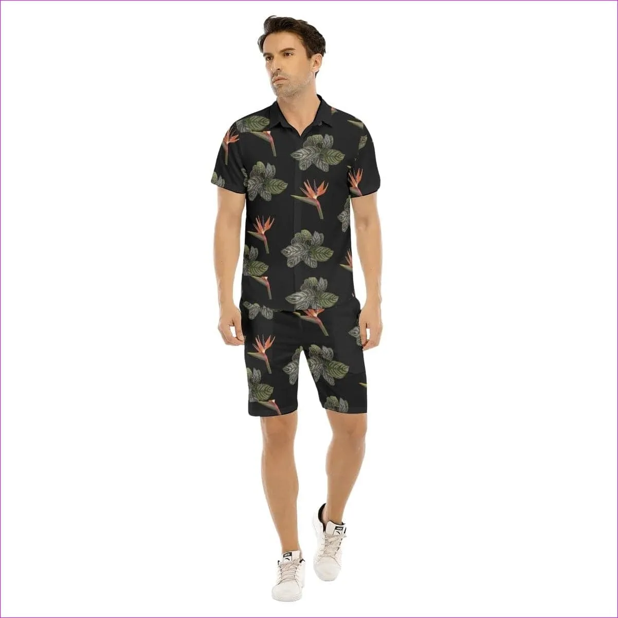 Paradise Men's Black Hawaiian Short Set