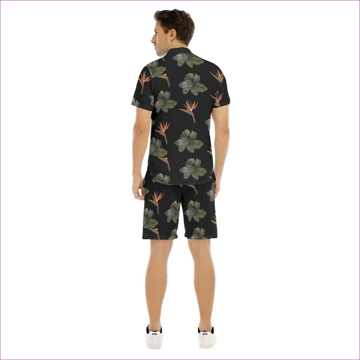 Paradise Men's Black Hawaiian Short Set