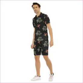 Paradise Men's Black Hawaiian Short Set