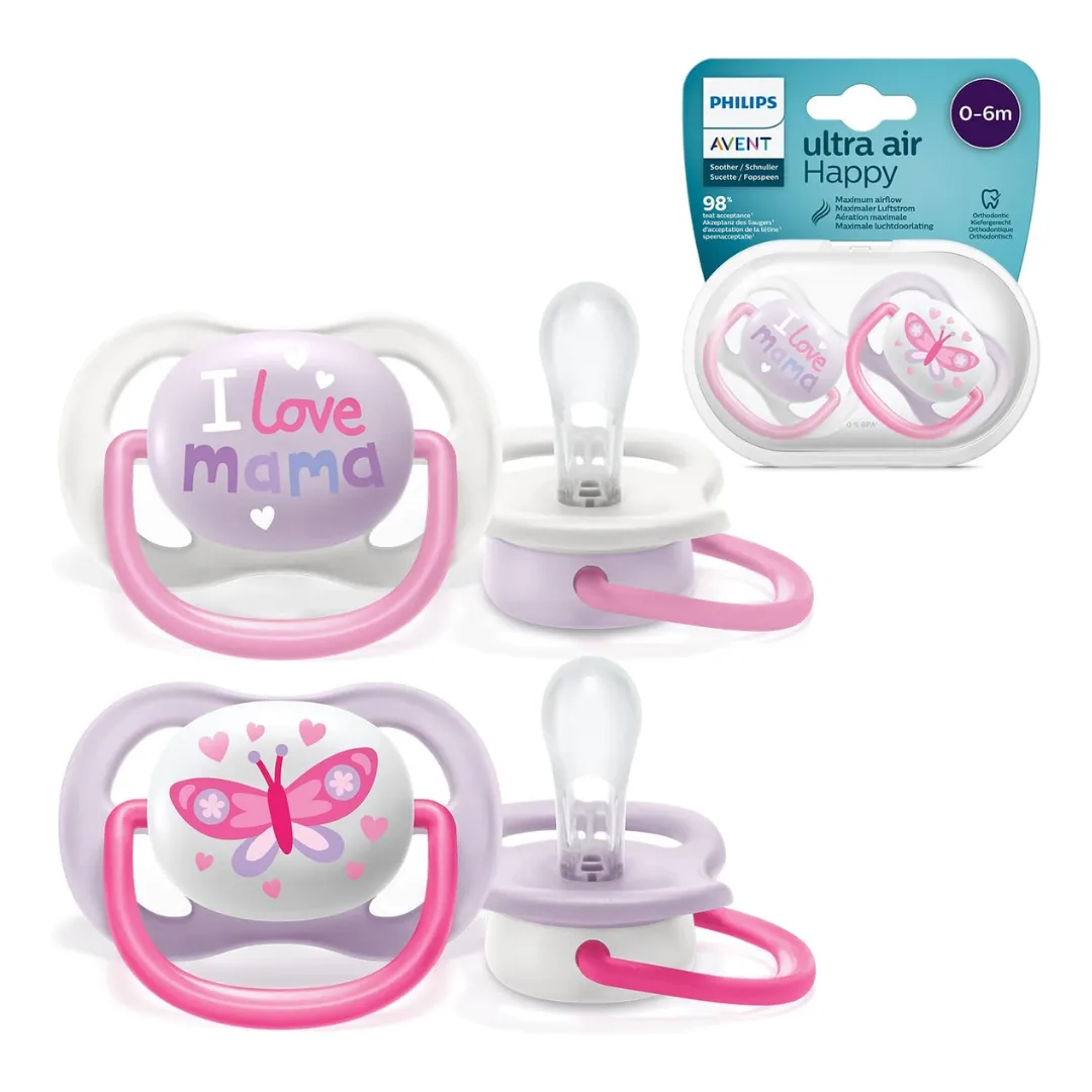 Philips Avent Ultra Air Pacifier, for 0-6m, Orthodontic & BPA, 2 pcs (A)