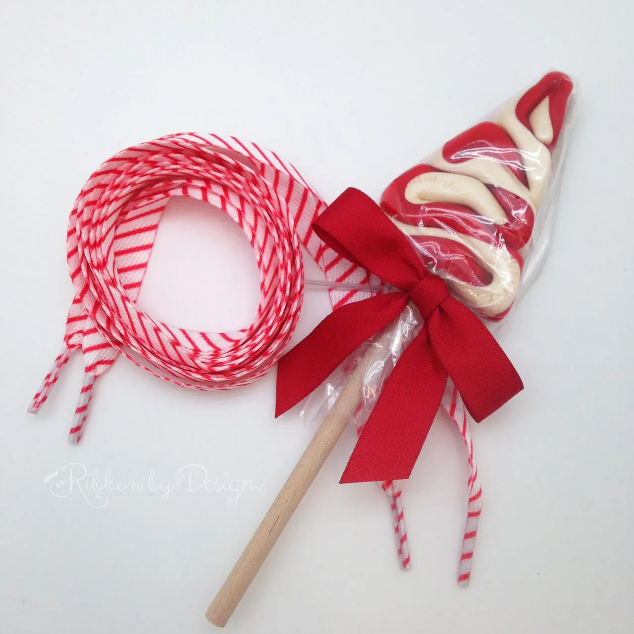 Red and White Striped Shoelaces 45" long