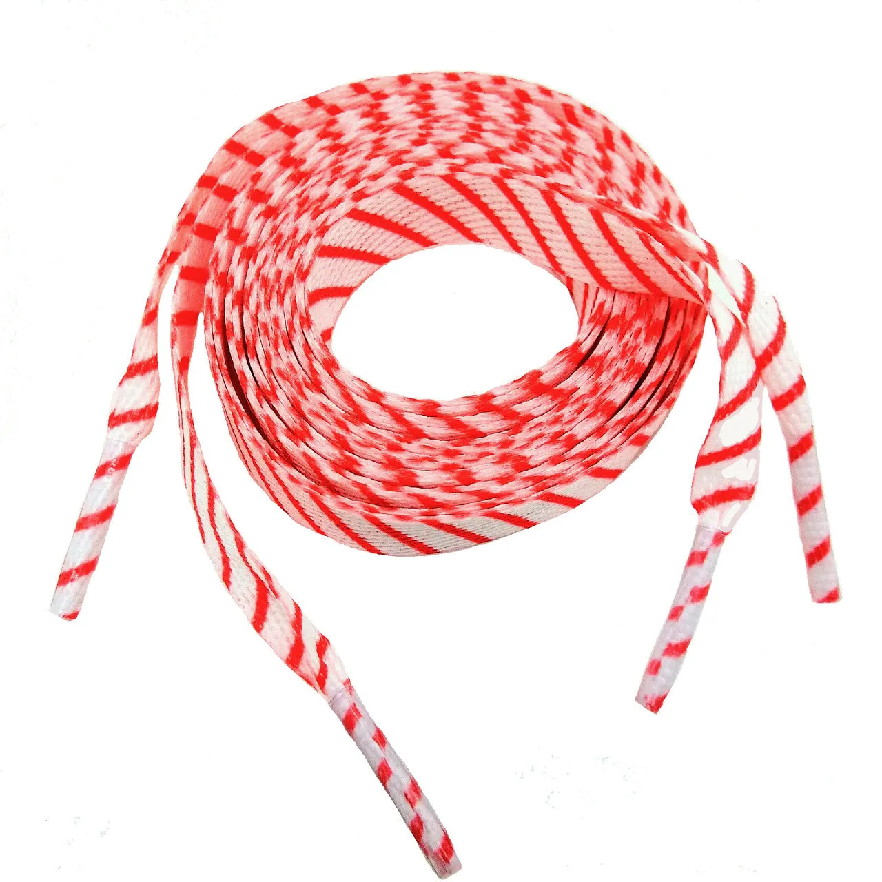 Red and White Striped Shoelaces 45" long