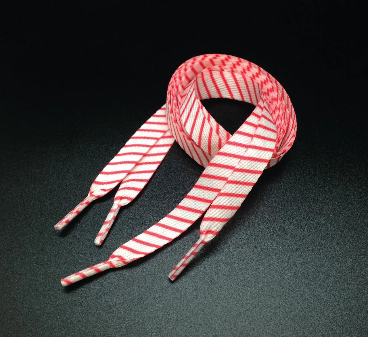 Red and White Striped Shoelaces 45" long