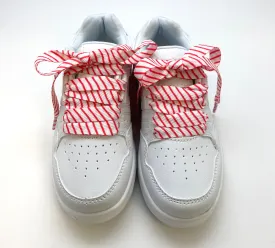 Red and White Striped Shoelaces 45" long