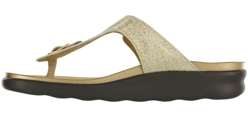 SAS Women's Sanibel T-Strap Slide Sandal SHINY GOLD