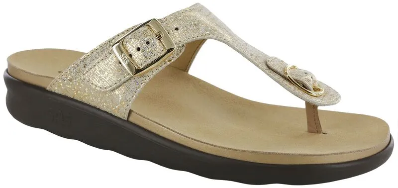 SAS Women's Sanibel T-Strap Slide Sandal SHINY GOLD