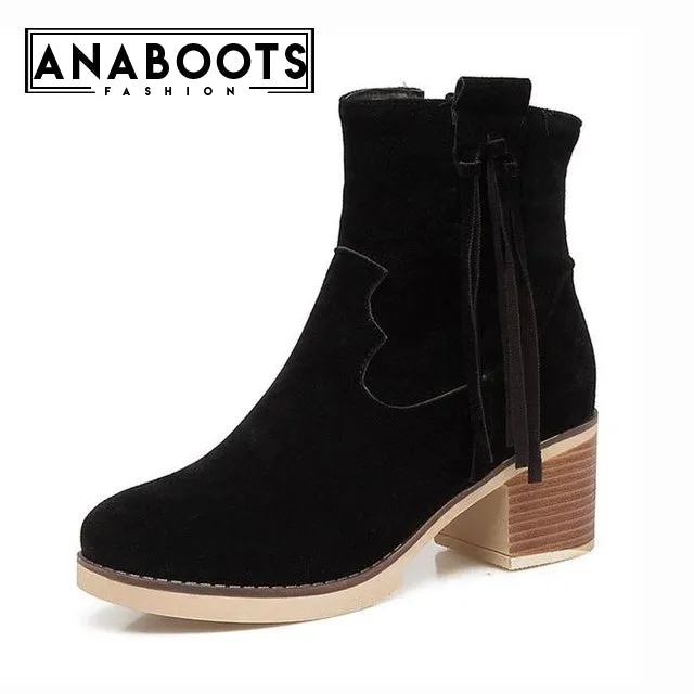 Square Heels Ankle Boots Female