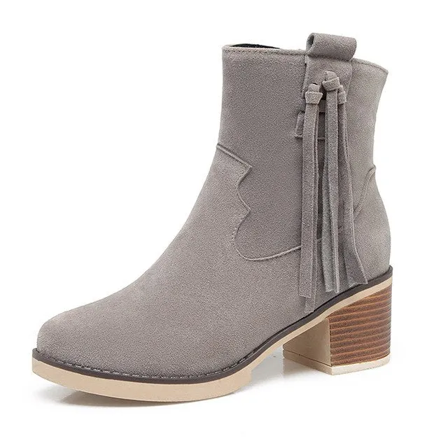 Square Heels Ankle Boots Female