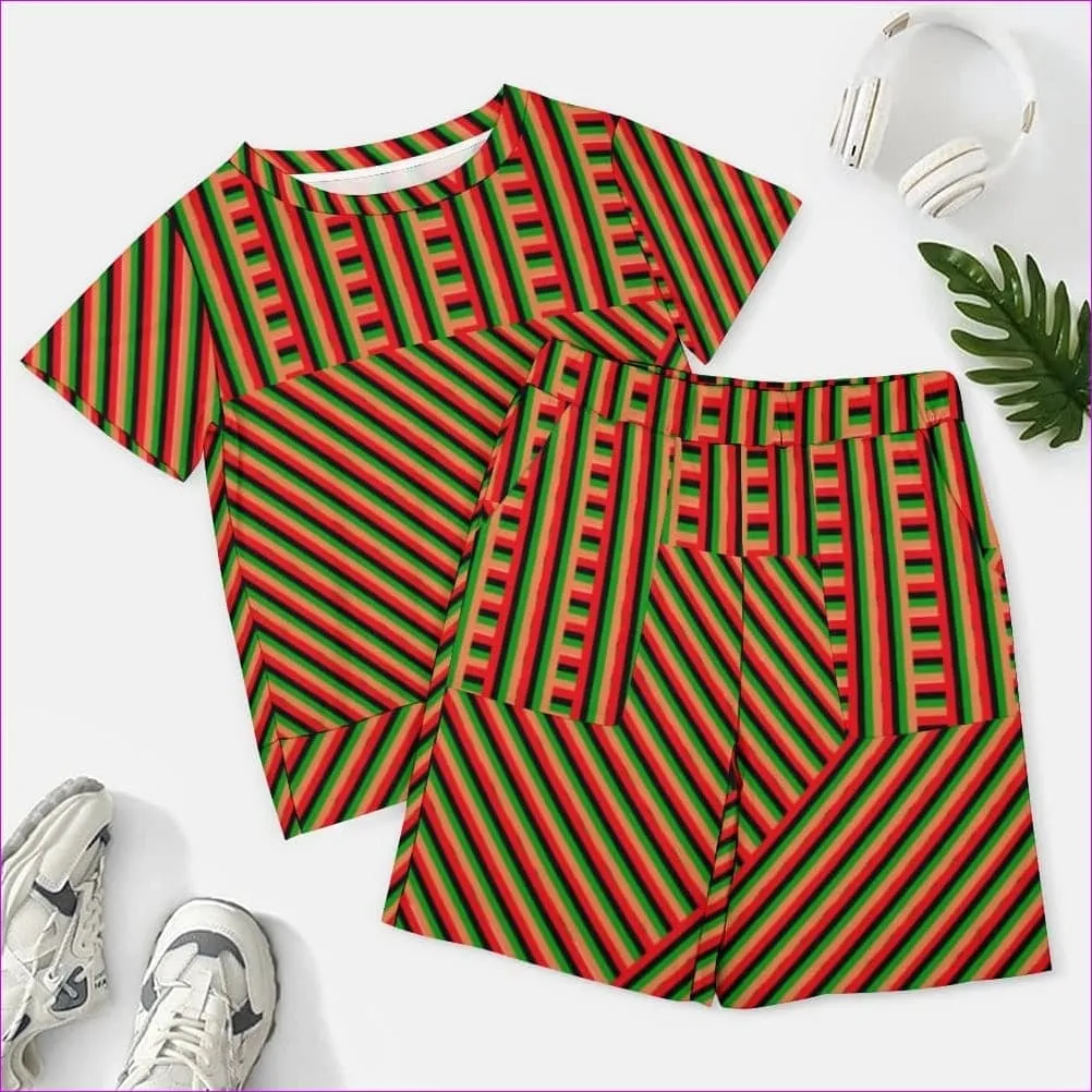 Striped Galore Short Sleeved Shorts Set