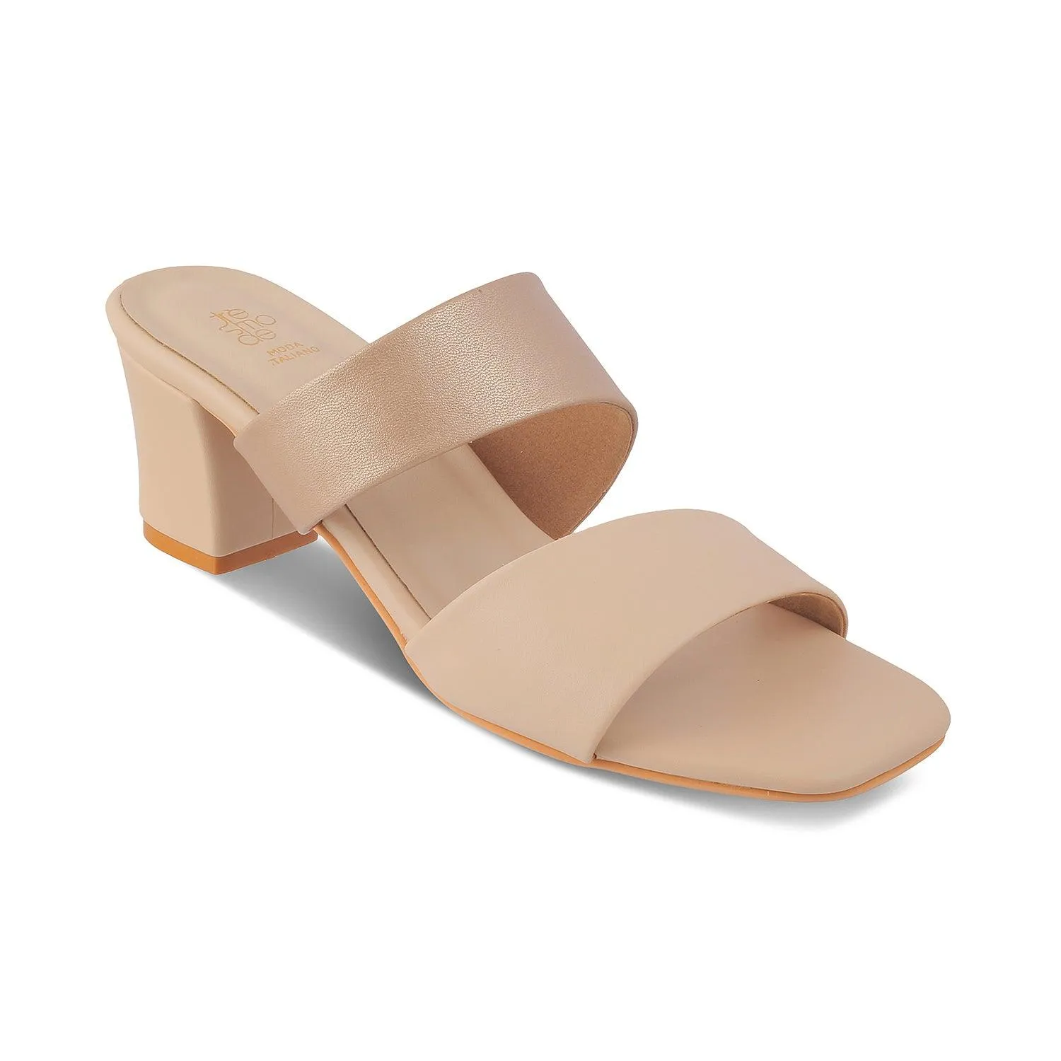 The Satania Beige Women's Dress Block Heel Sandals Tresmode