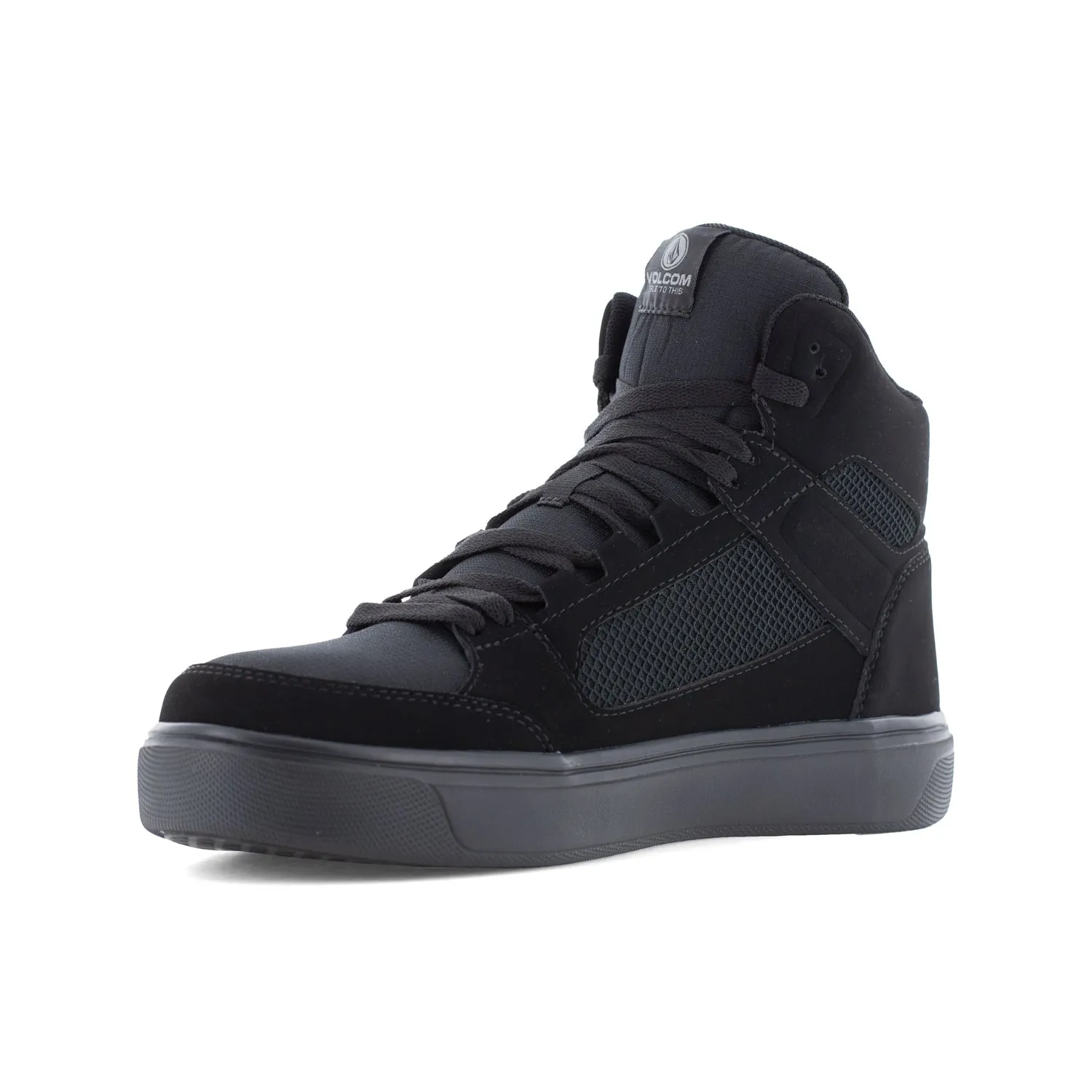 Volcom Womens Evolve Triple Black Suede Skate High Top Work Shoes