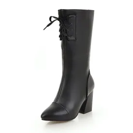 Zip Up Woman High Heels mid-calf Boots